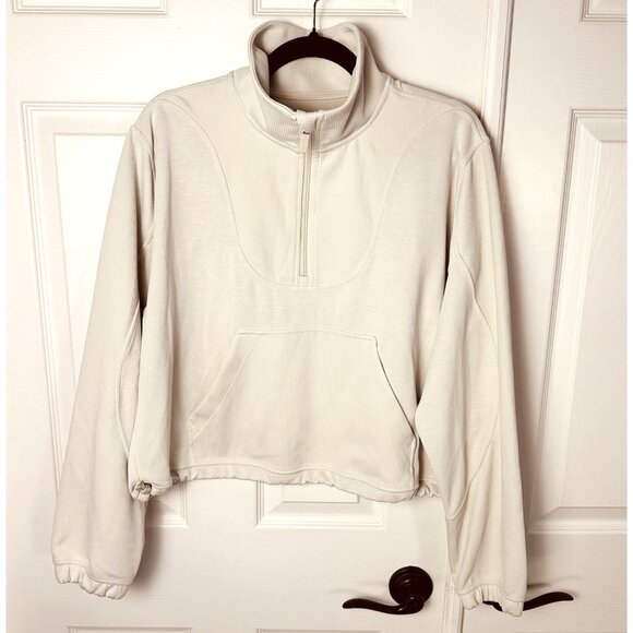 Lululemon Womens Brushed Softstreme Ribbed Half Zip Cream Size 12 Scandi Core - Picture 3 of 12